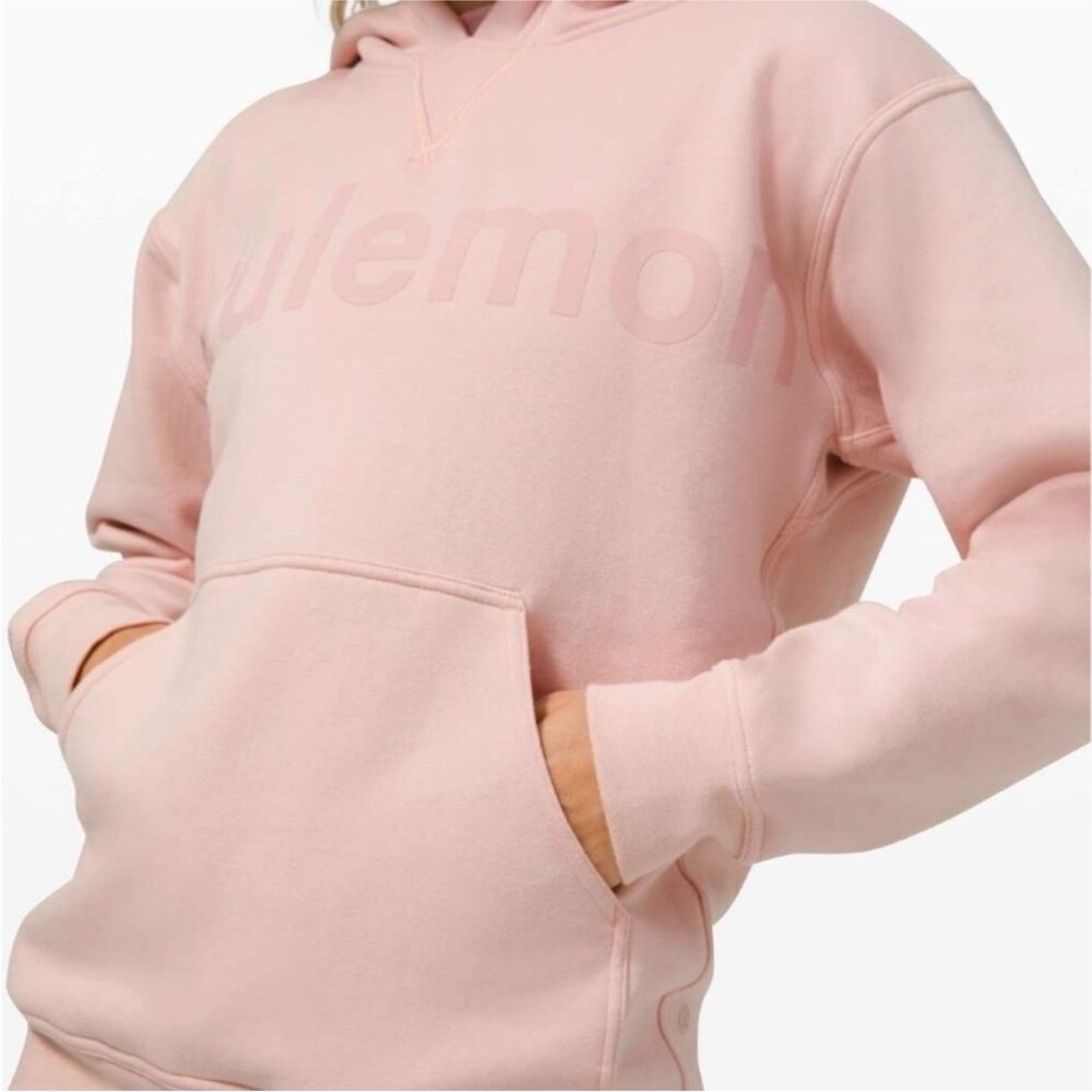 LULULEMON All Yours Pink Large Logo Wordmark Hoodie Sweatshirt Size 4
